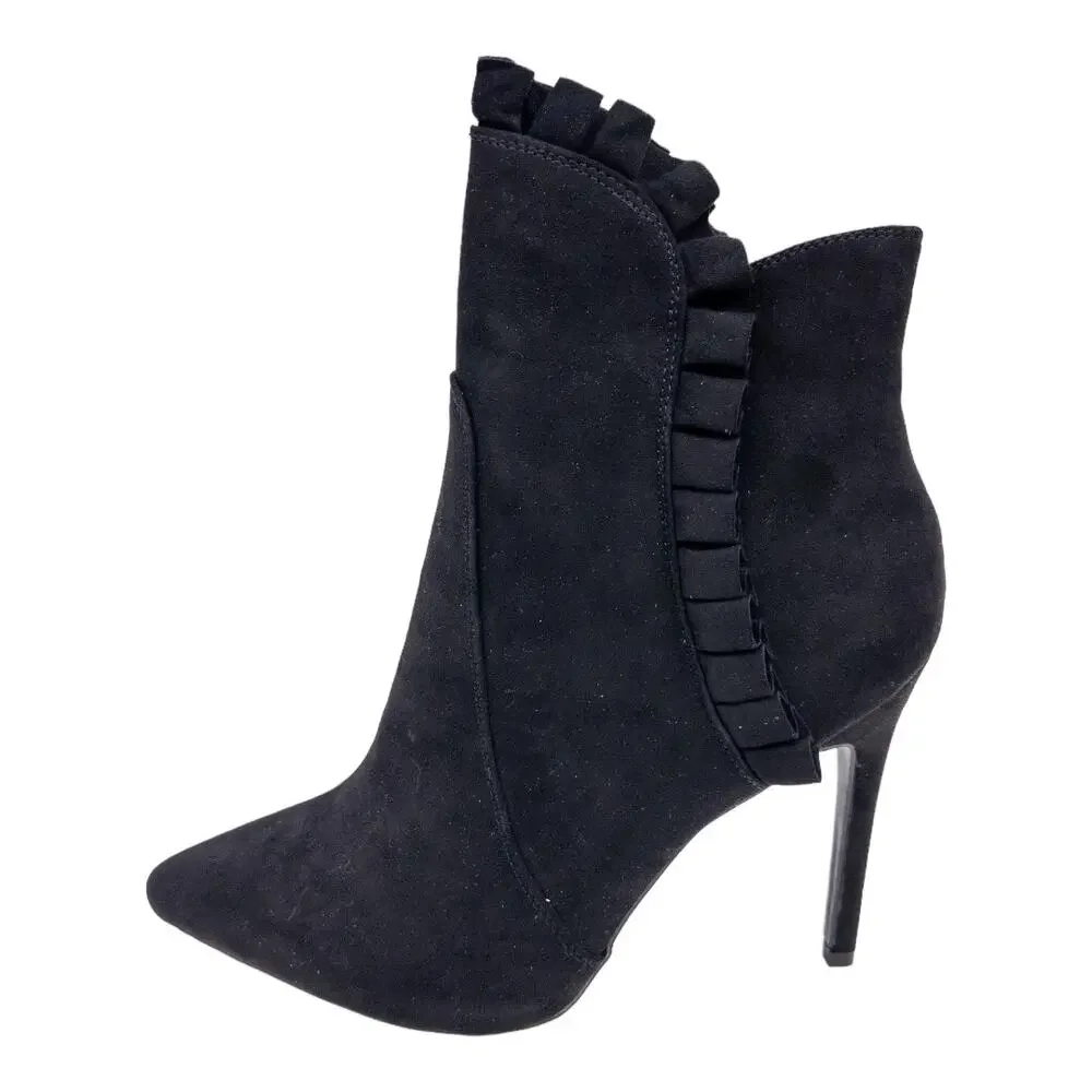 JustFab Black Latrice Lace Stiletto Heeled Ankle Boots Women's 11 Wide